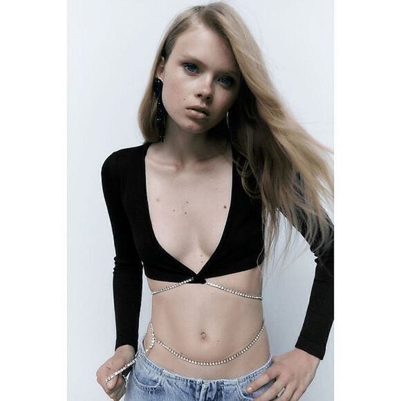 SEAMLESS RHINESTONE TOP ZARA  - Picture 2 of 11